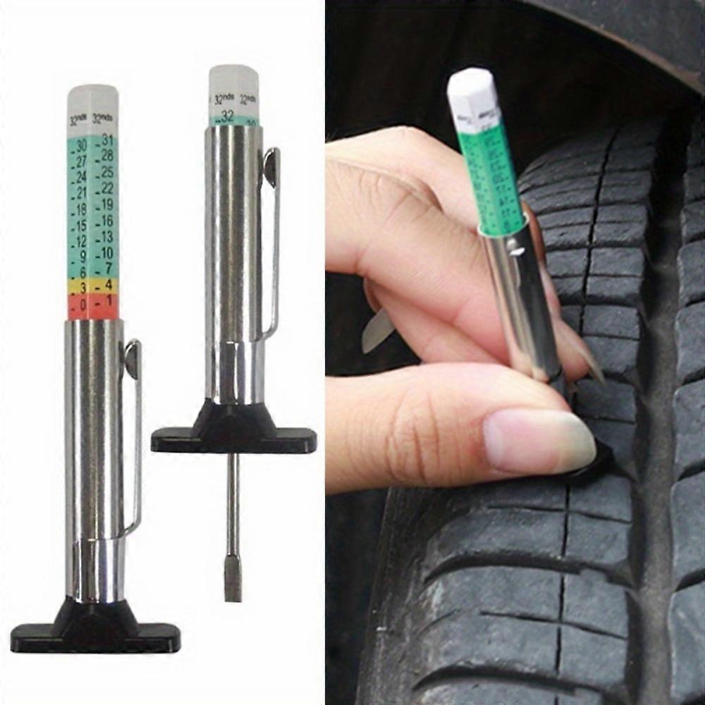 Durable Automatic Tire Tread Depth Gauge Stainless Steel and ABS Compact Color Coded Measuring Tool for Vehicle Safety Check