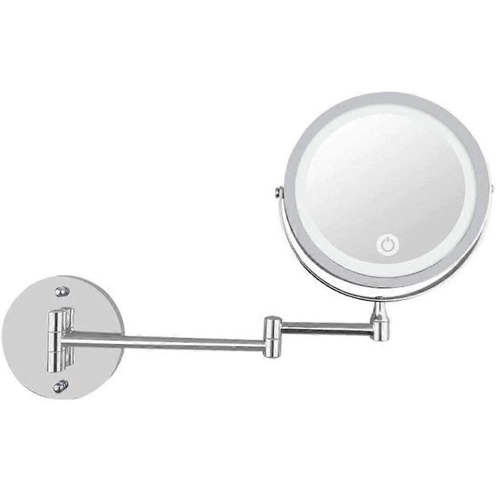 LED Vanity Mirror Wall Mounted with 10X Magnification, Dimmable Lighted Makeup Mirror, Touch Sensor