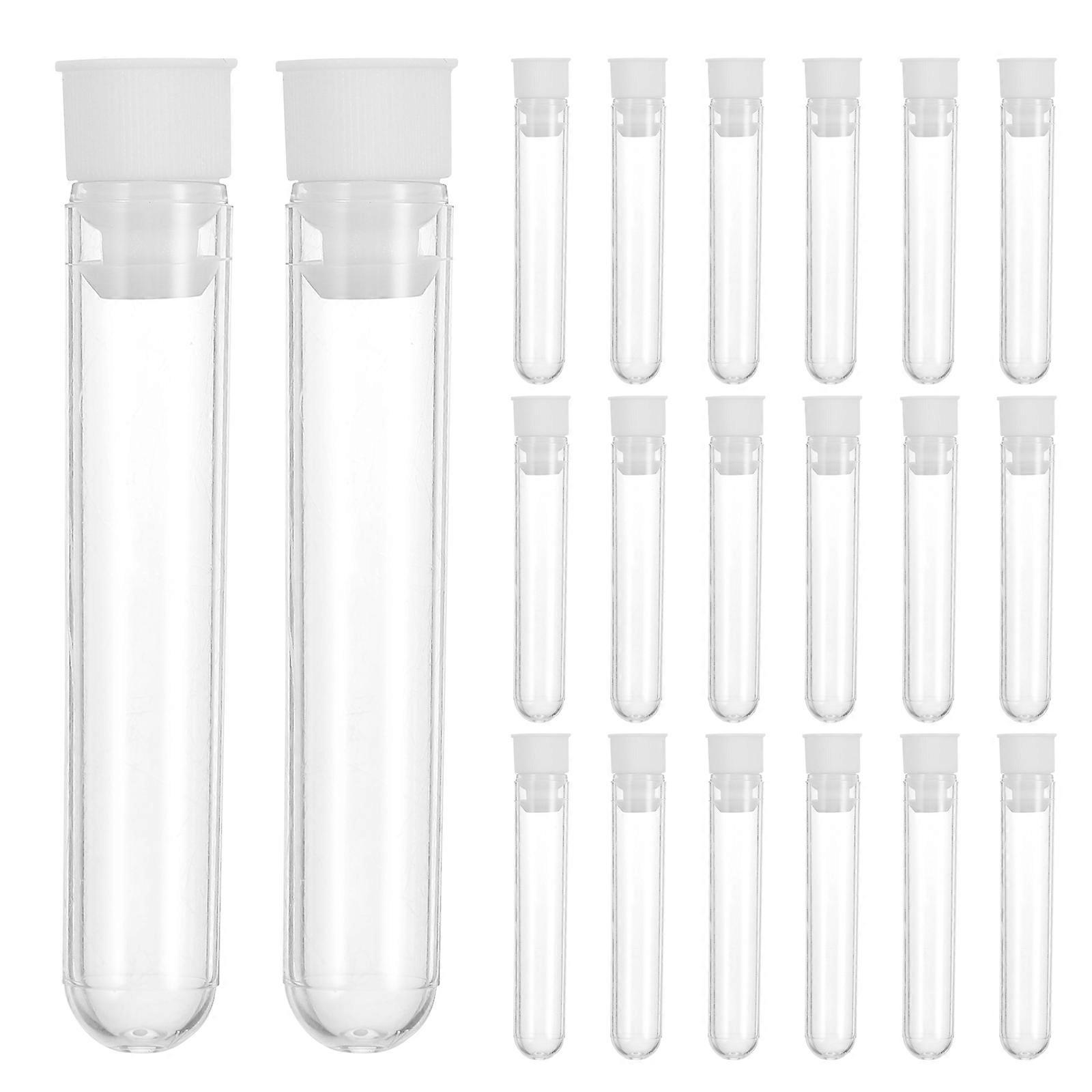 500Pcsプラスチック透明試験管科学実験用パーティーキャンディー収納キャップ付き(ランダムカラー)