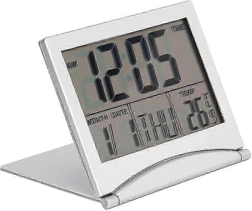 Leather Cover Folding Digital Alarm Clock with LED Display for Nightstand