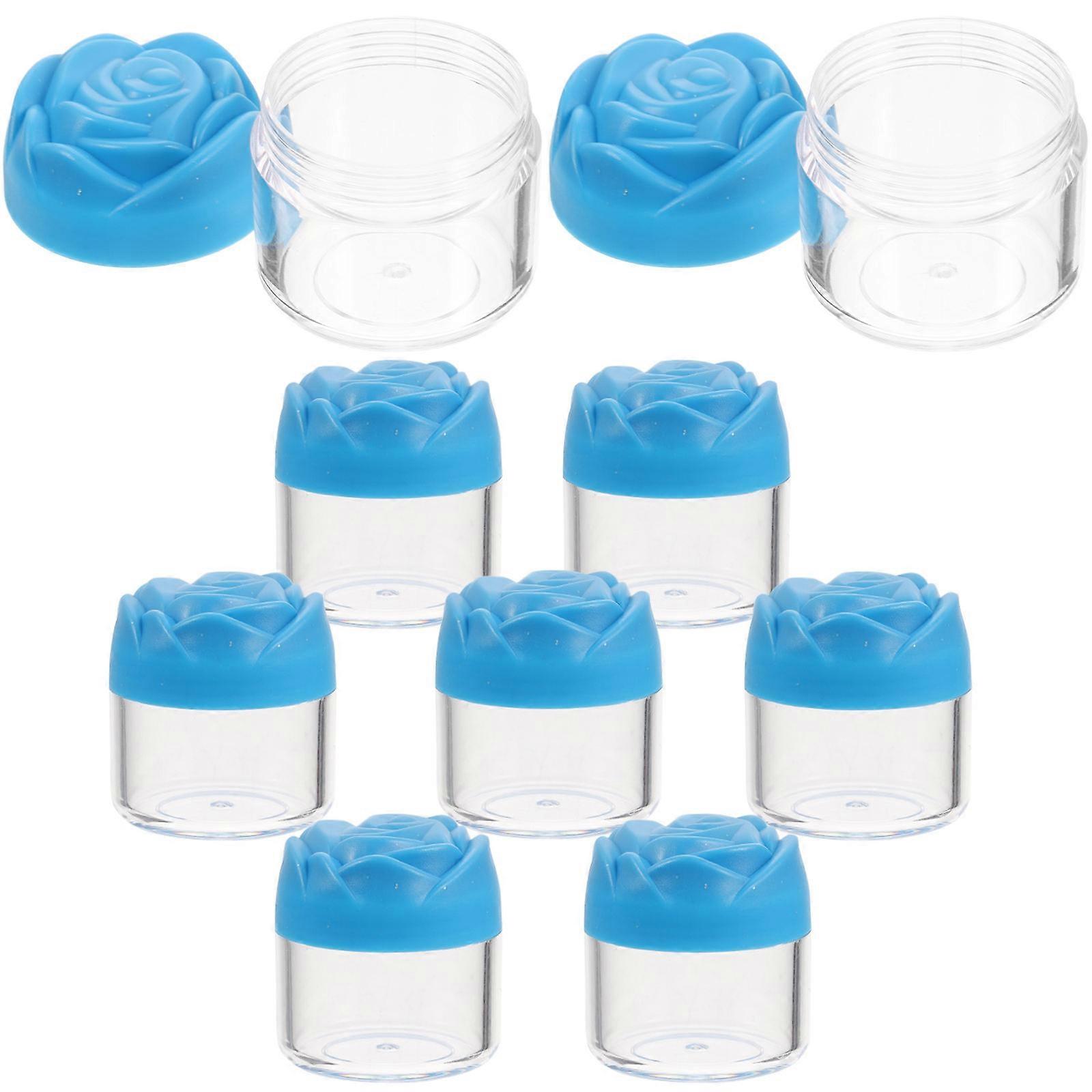 Cream Containers Rose Flower Shape for Refillable Use 60Pcs Blue Jars