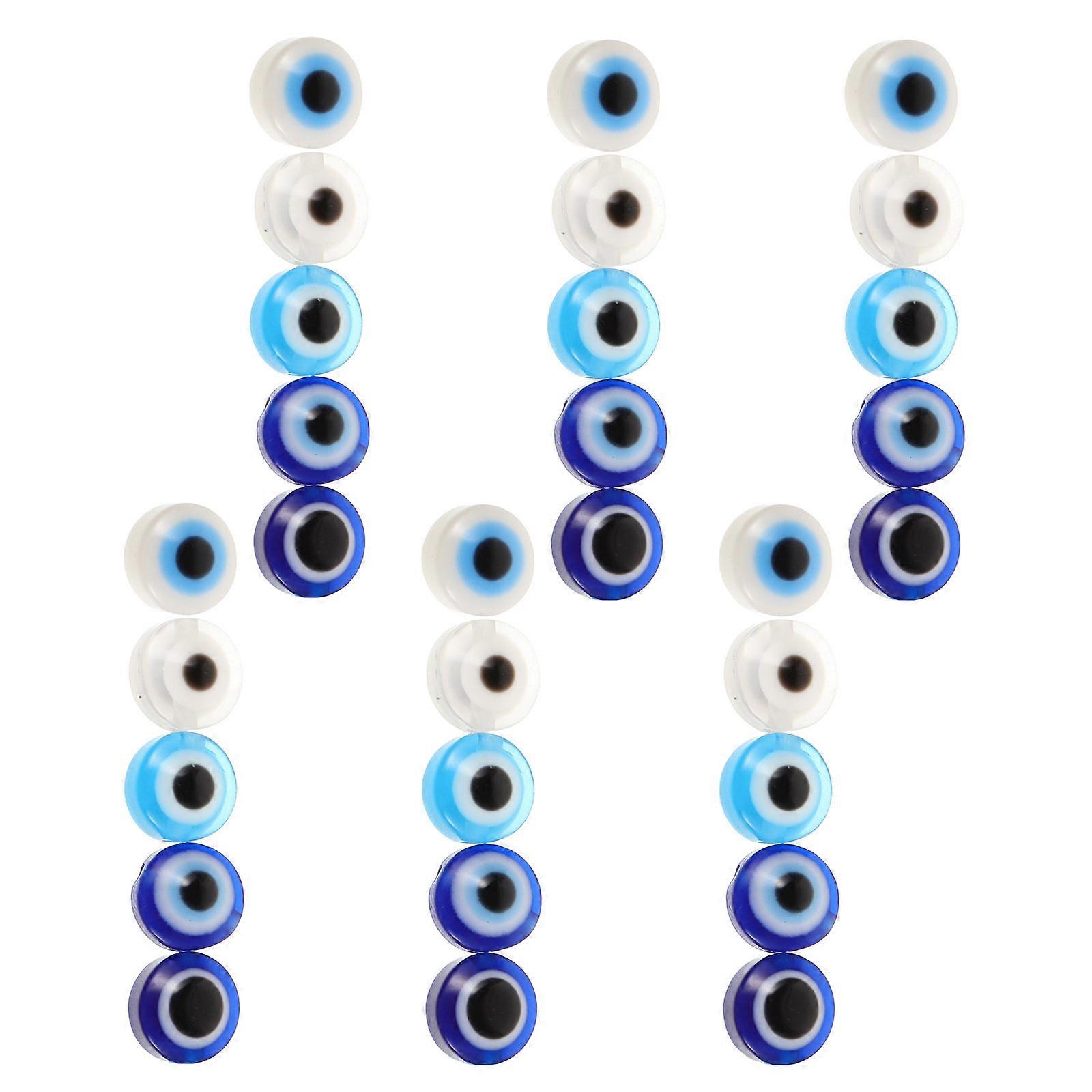 60Pcs Evil Eye Beads Handmade for DIY Flat Round Acrylic Beads