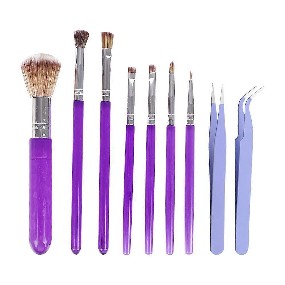 7 Pcs Cake Decorating Brushes Set with 2 Stainless Steel Tweezers for Precise Cookie Icing