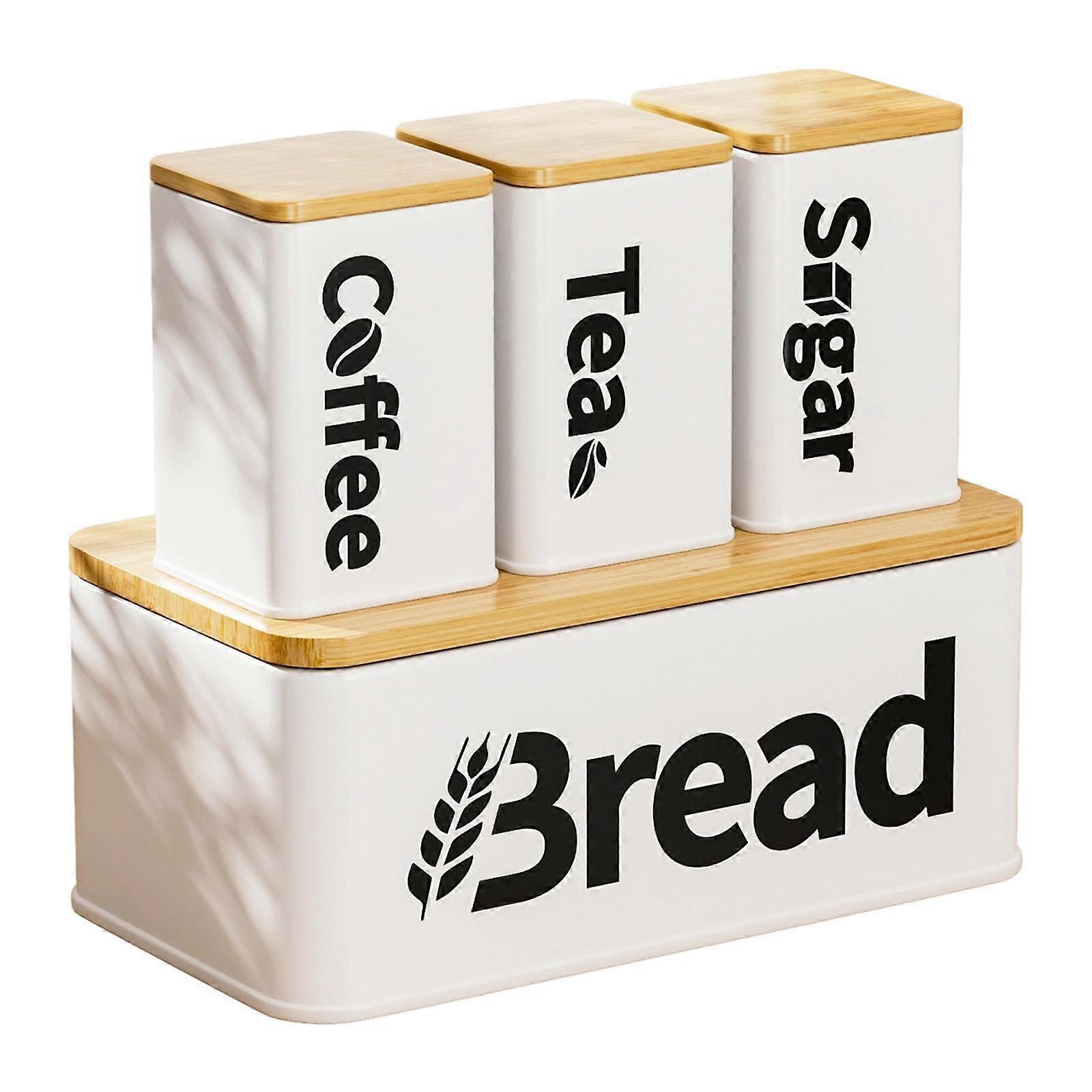 4 Pieces Bread Bin Storage Container Set Food Storage Jar Holder Kitchen Decor