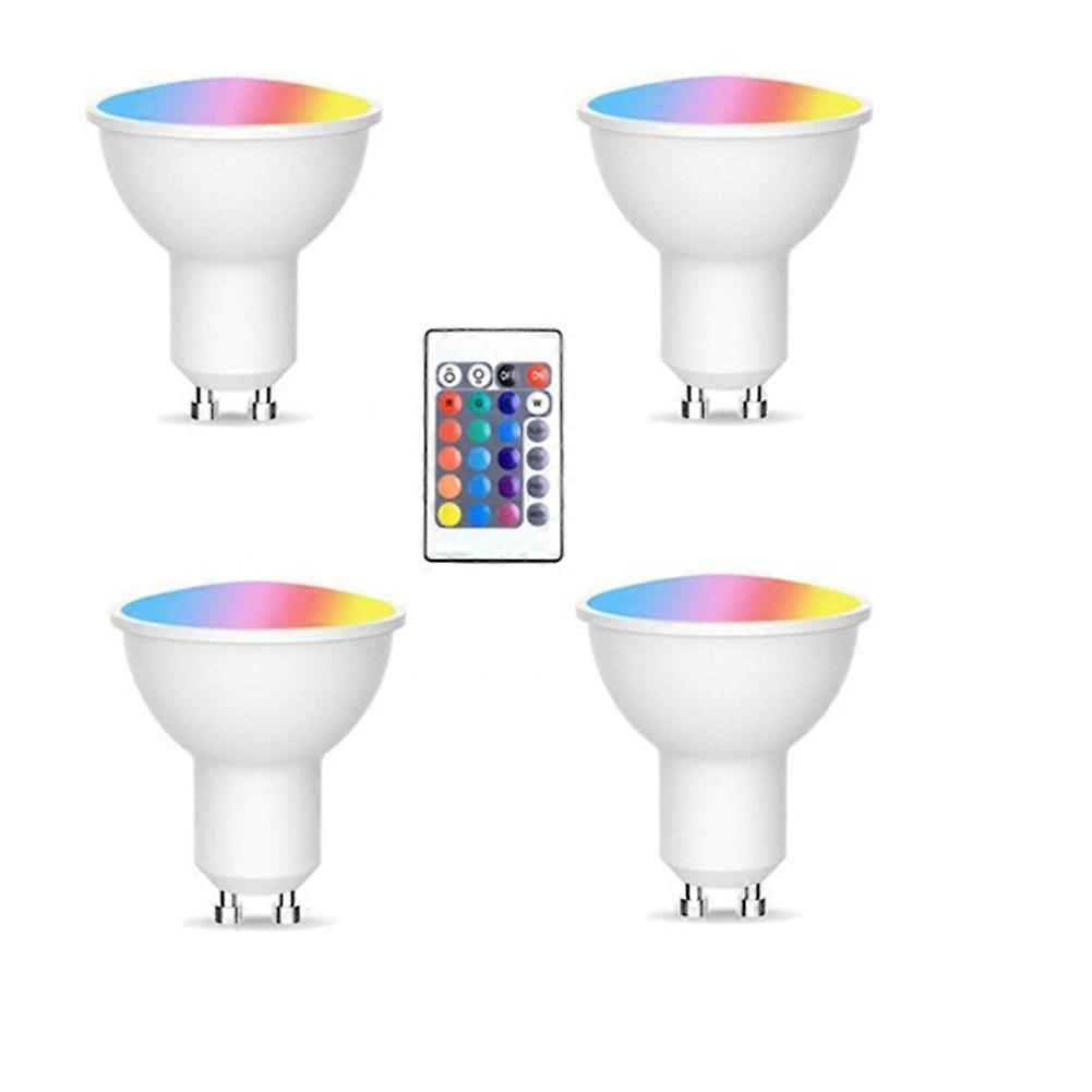 4pcs Gu10 Bulbs and 1remote Control with Memory Function 17colors Changeable Spot Ligh 4dynamic Lighting Modes Spotlight