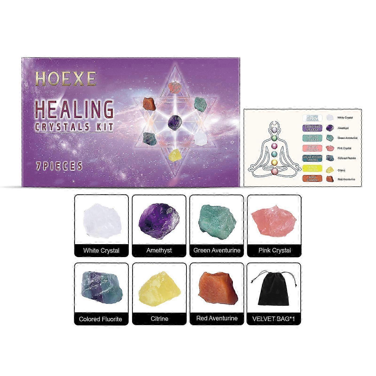 Chakra Balancing Crystal Set with Fluorite & Topaz for Meditation, Home Decor & Well-being
