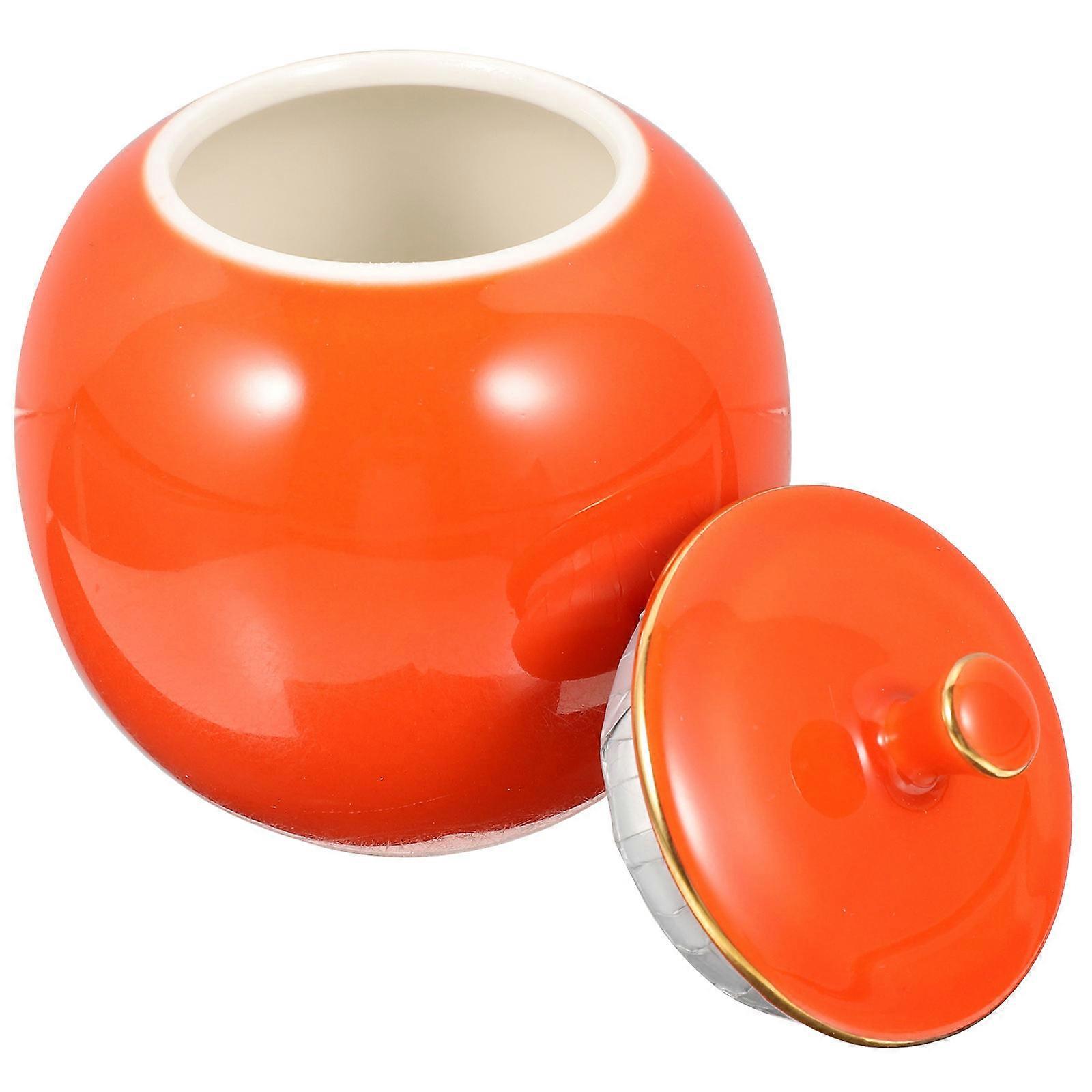 Orange Ceramic Candy Holder for Storage Use 4Pcs Multi-Functional Jars