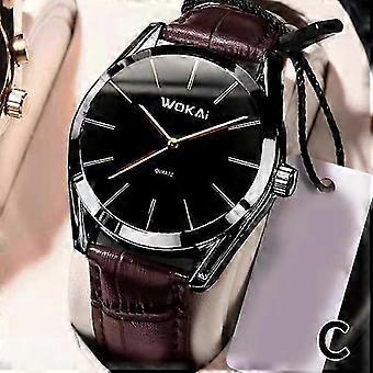 Wokai Mænds Luksus Business Bælte Ur Sport Analog Quartz Ur Sort Brun