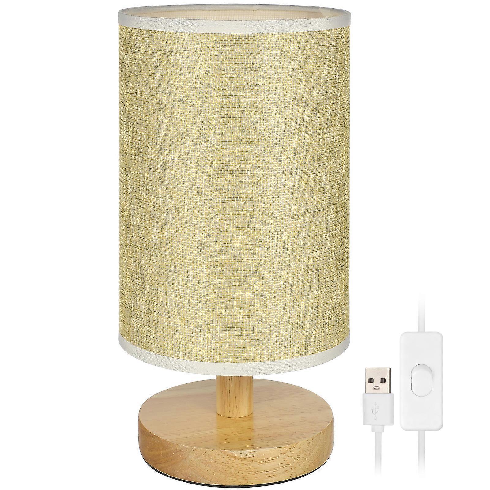 Wood LED Bedside Lamp with Button Switch 2X for Bedroom Table Lighting