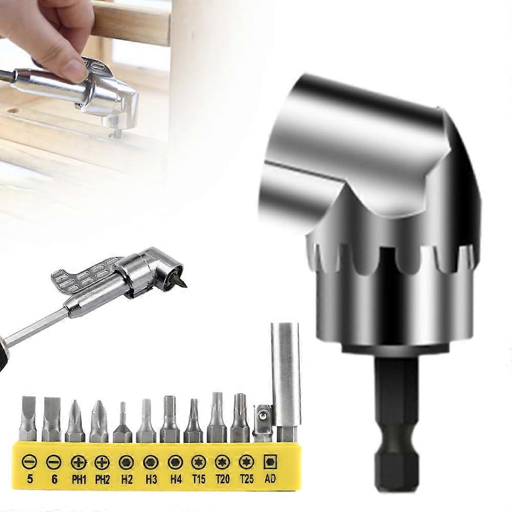 105 Degree Right Angle Drill Adapter with 360 Rotating Socket, Compact Screwdriver for Tight Spaces