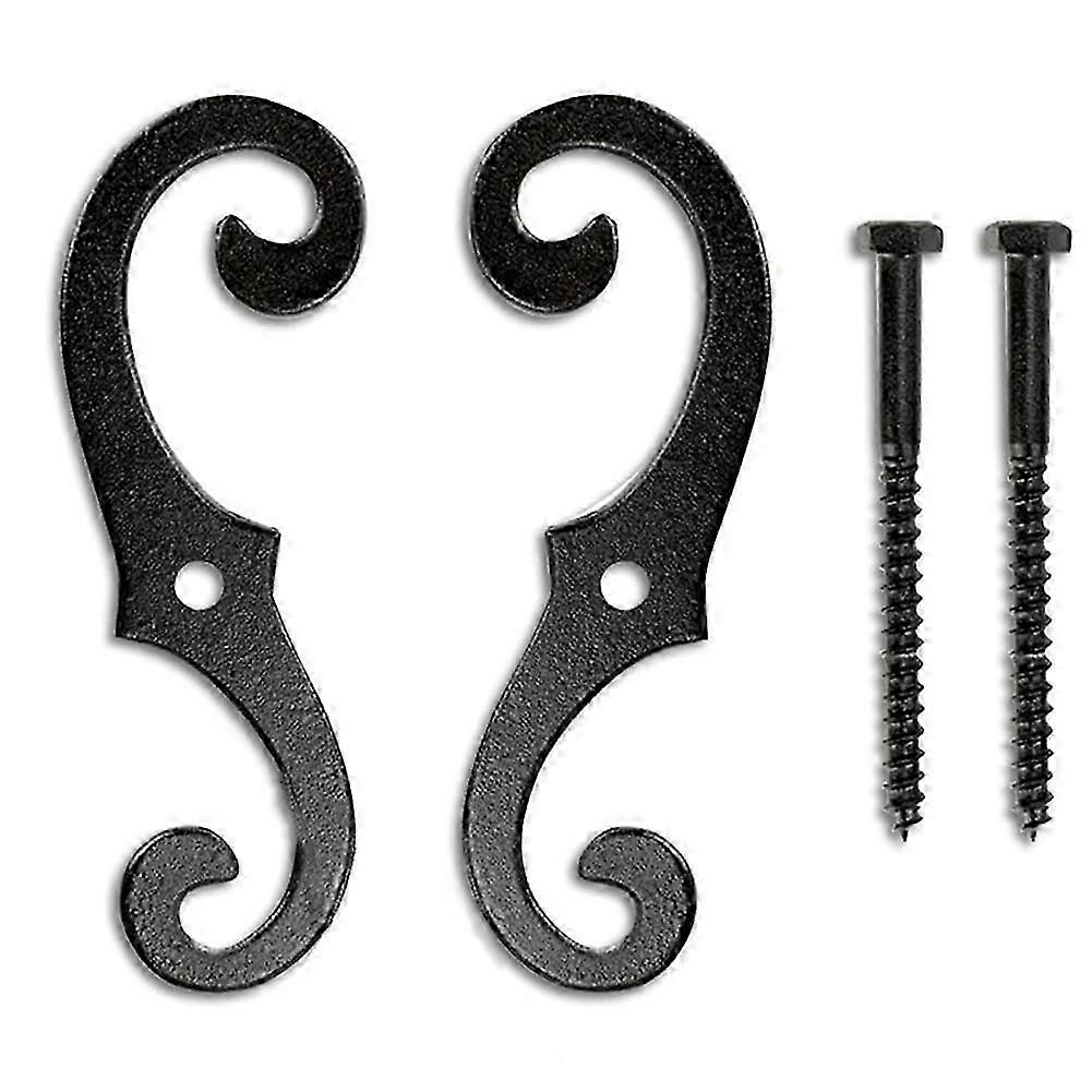2PCS Cast Iron Shutter Fasteners - Decorative S-Shape Shutter Dogs Hardware - Rust-Resistant External Shutter Tieback