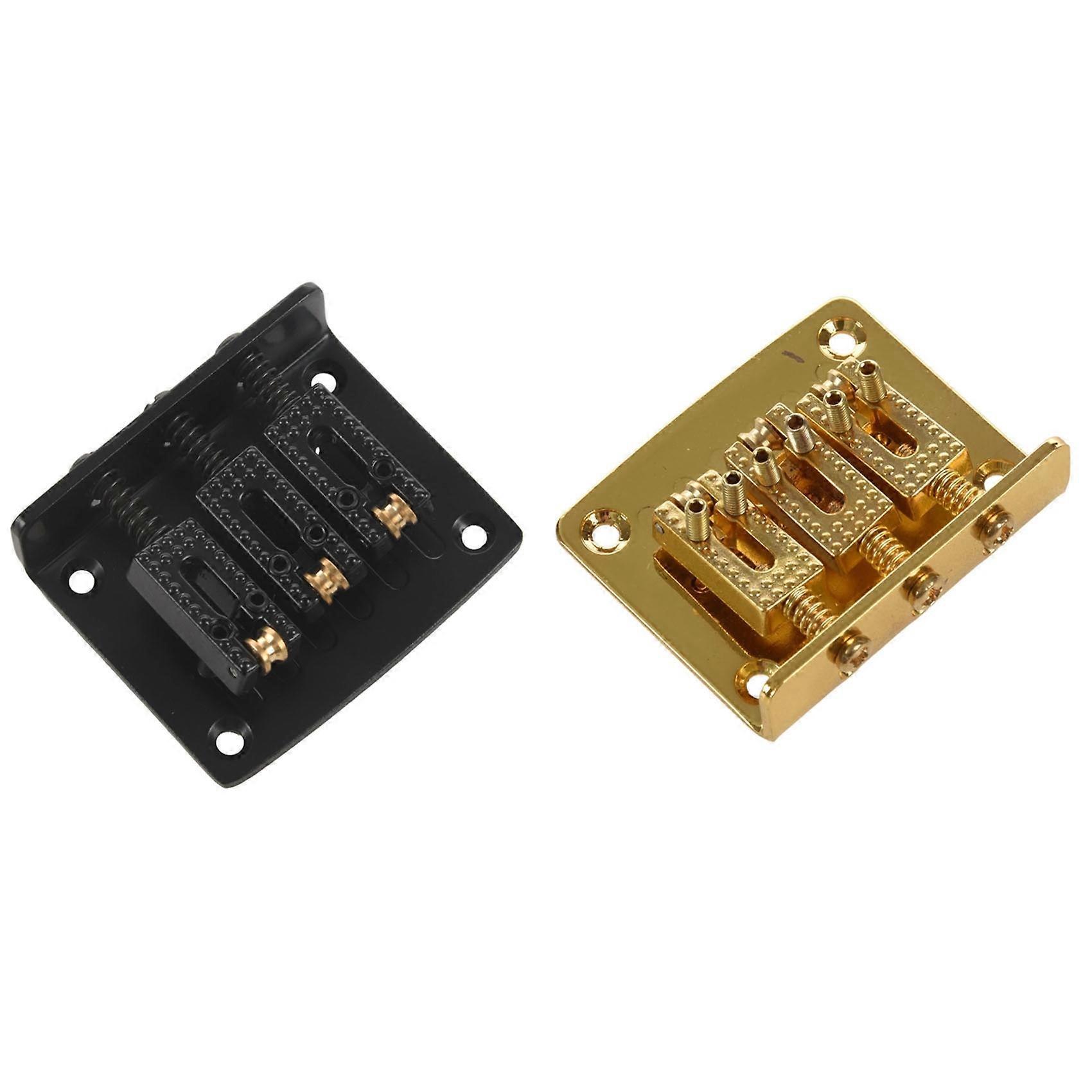 2set 3 String Guitar Ball String Bridge Bridge Pull String Hard Tail Guitar Bridge Tail 3 String Gold & Black