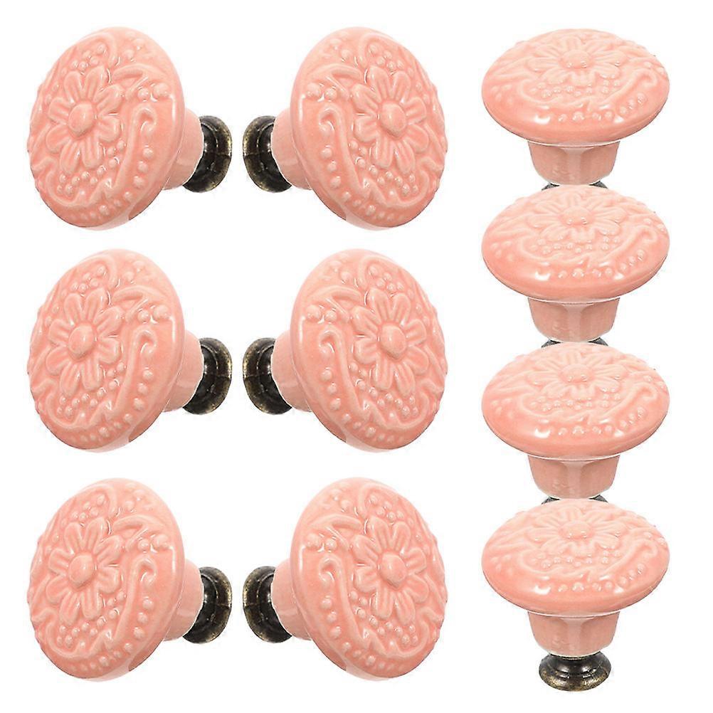 Pink Ceramic Cabinet Knob for Drawer Use 10Pcs Creative Knob Pulling Handle