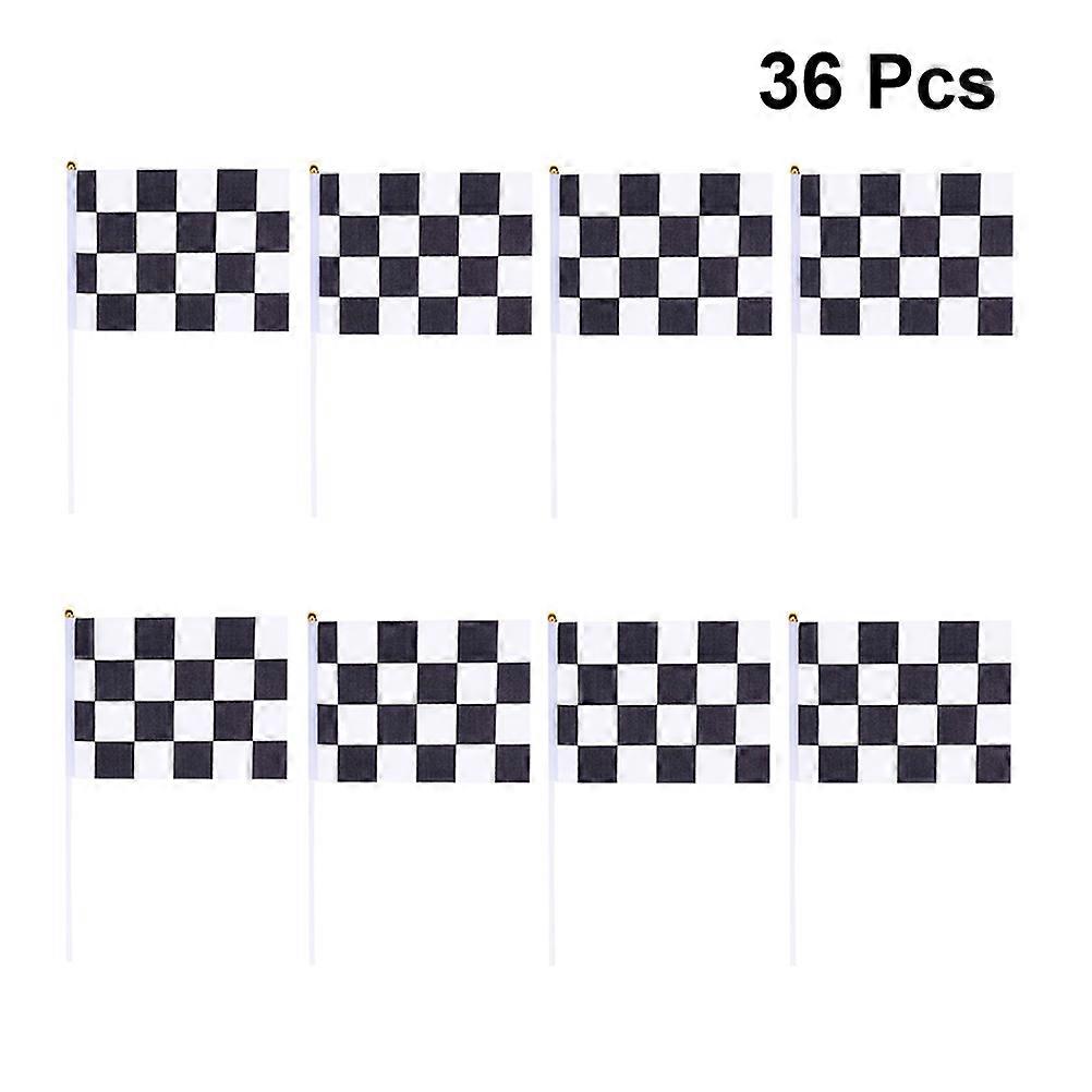 Race Car Flag Waving Handheld Flag Black and White Grid Pattern 36Pcs