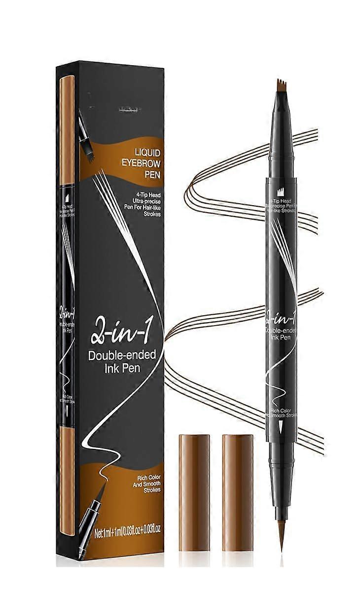 Waterproof Microblading Eyebrow Pencil with 4 Tip Design, Long Lasting Sweatproof Light Brown