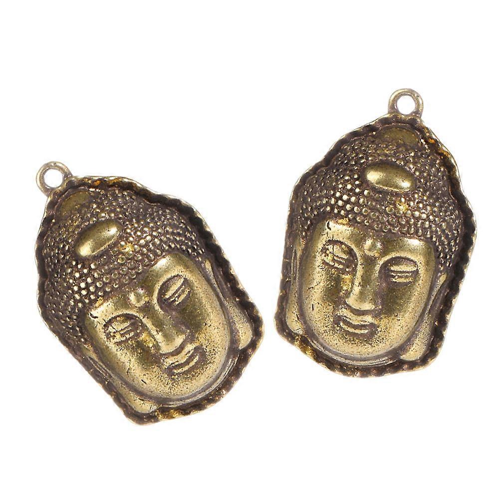 Copper Buddha Head Pendant for Decorative DIY Crafts 2Pcs