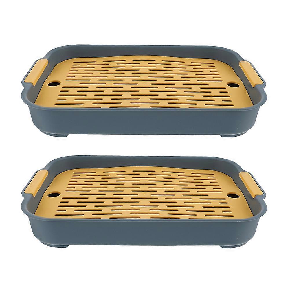 Pet Waste Management Rectangular Toilet Training Tray for Small Pets Multi Pp Material 2Pcs