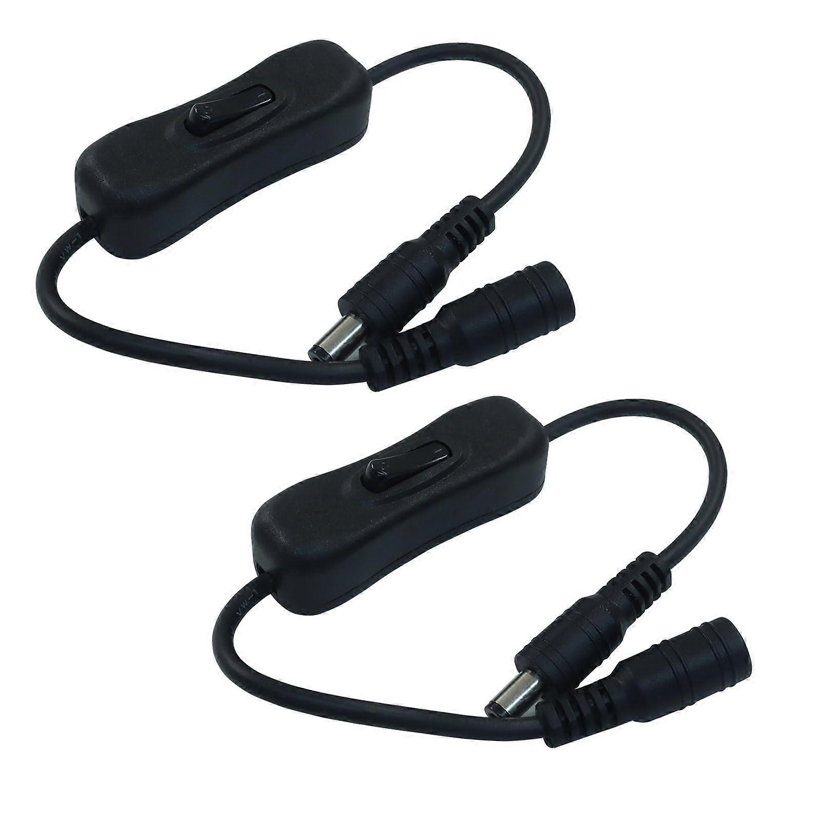2Pcs DC Inline On Off Switch 5.5x2.1mm LED Strip Light Power Cable for CCTV and More