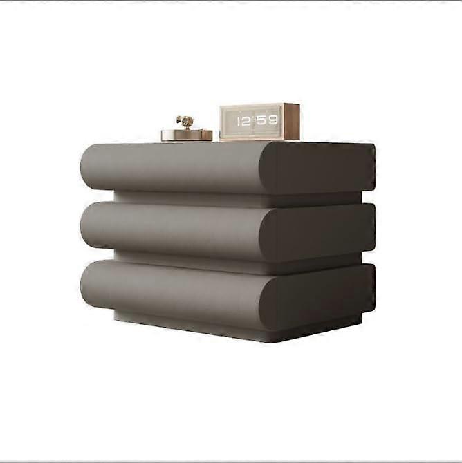 Modern Minimalist Nightstand with 3 Drawers Solid Wood Bedside Table Light Grey for Bedroom