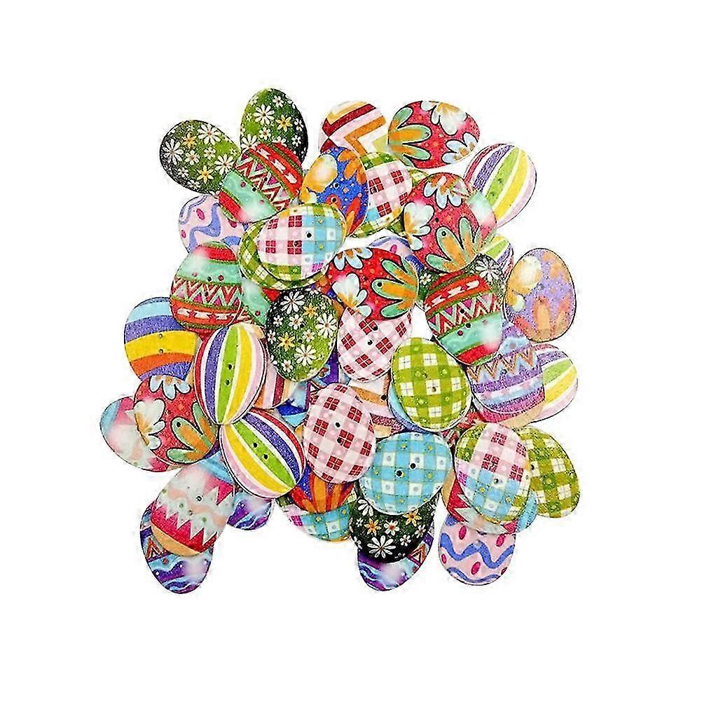 100 Pcs Charming Clothes Decorative Egg Buttons with 2 Holes for Easter Sewing