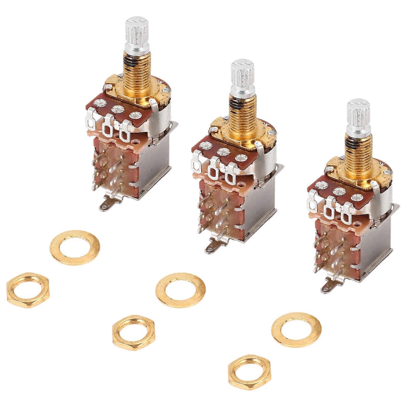 3st A500K Potentiometer Push Pull Switch Gitarr Kontroll Pot Elgitarr Ton Volym Delar Guld