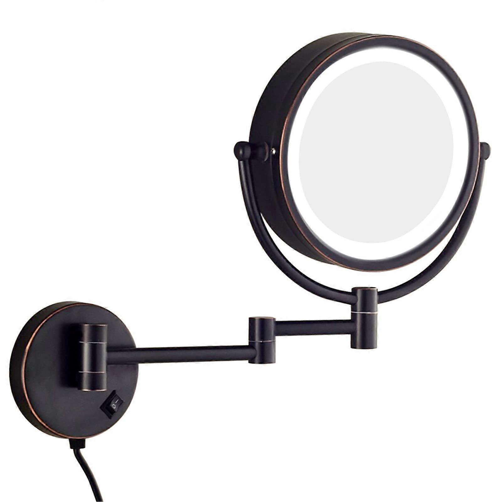 Makeup Mirror with Lights 5X Magnifying Black Wall Mounted Double Sided LED Vanity Mirror 10X