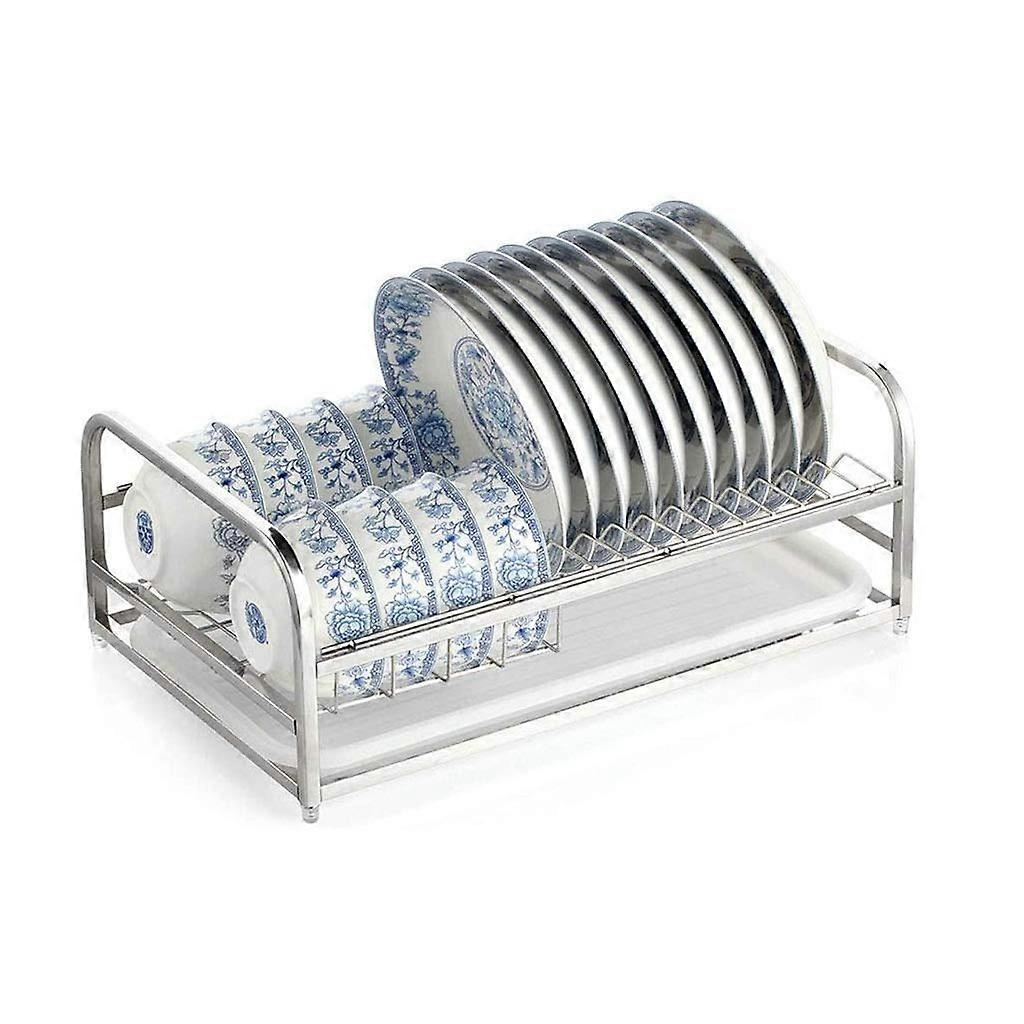 Stainless Steel Dish Drying Rack with Drainboard, 1Tier Rustproof Large Capacity for Kitchen