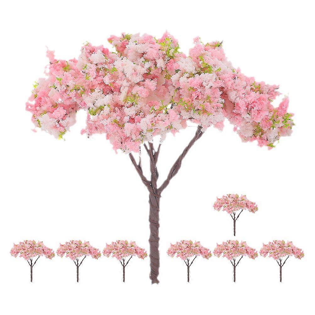 8pcs Miniature Street Trees Model Sand Table Landscape Cherry Blossom Trees