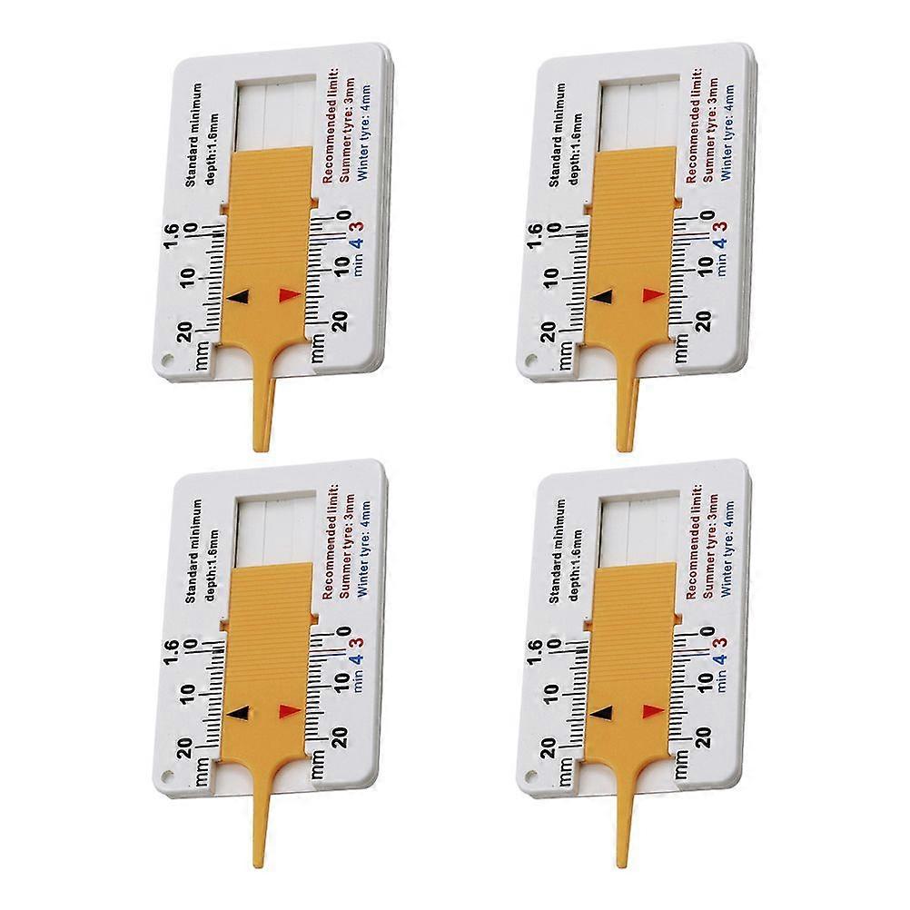 4Pcs High Precision Portable Tread Pattern Depth Gauge Height Depth Measure Tool Yellow (0-20MM)