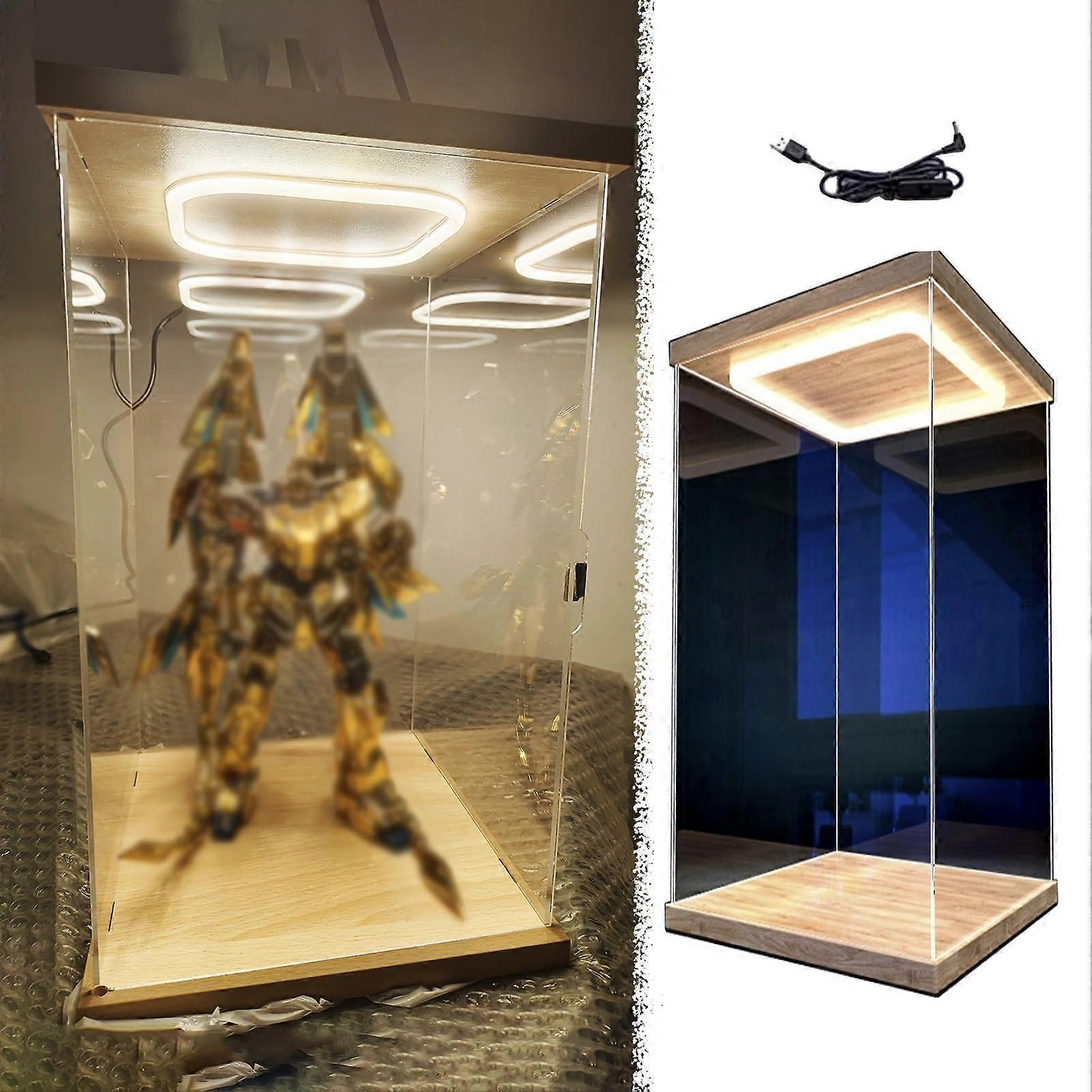 Acrylic Display Case with LED Light and Door, Dustproof Collector Box, Multiple Sizes 424in