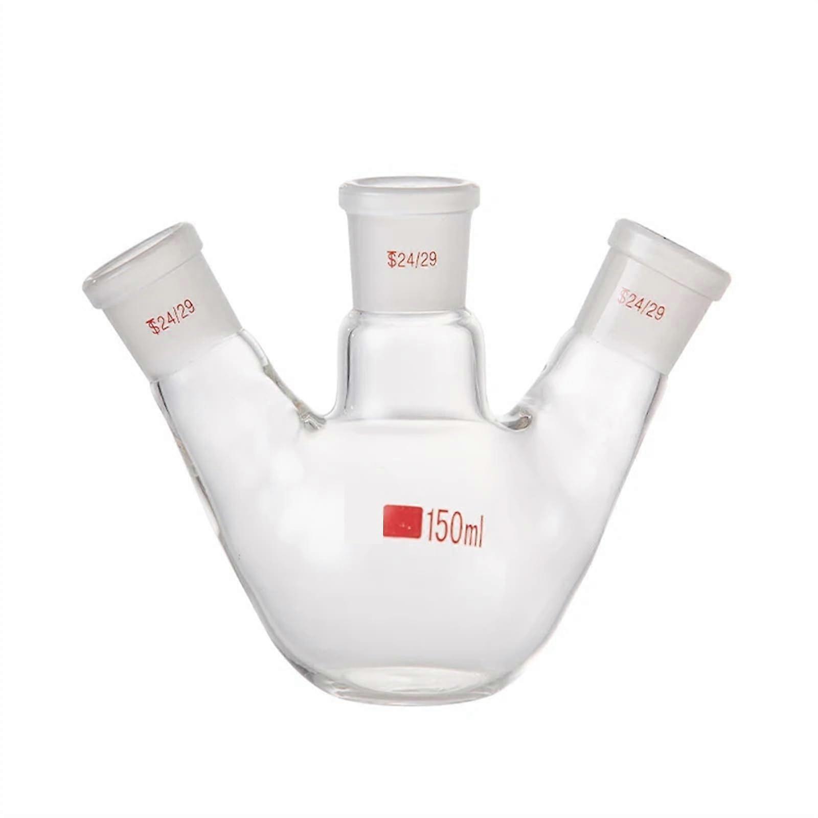 Laboratory Glass Flask Three Port Flat Bottom 25ml 14x3  Temp Resistant Borosilicate