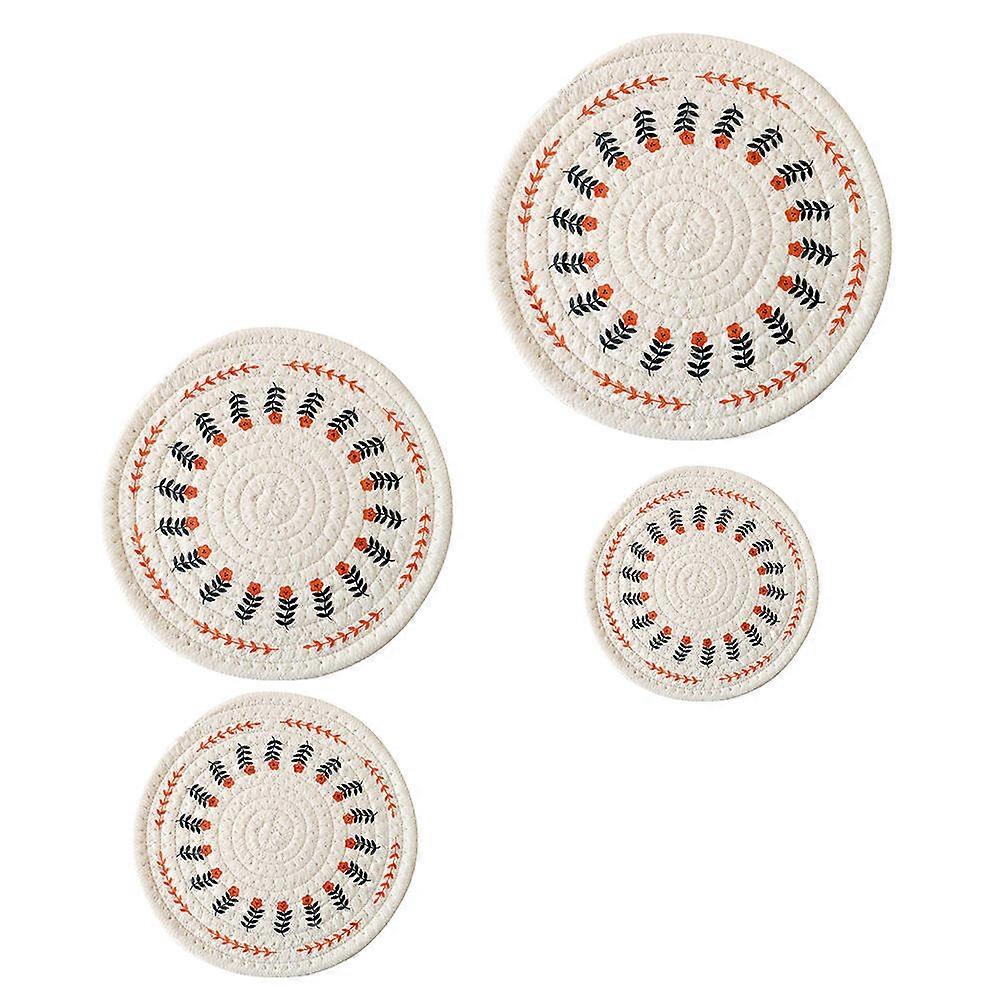 Assorted Color Knitted Tableware Mat for Home Use 4Pcs Nordic Plate Mats