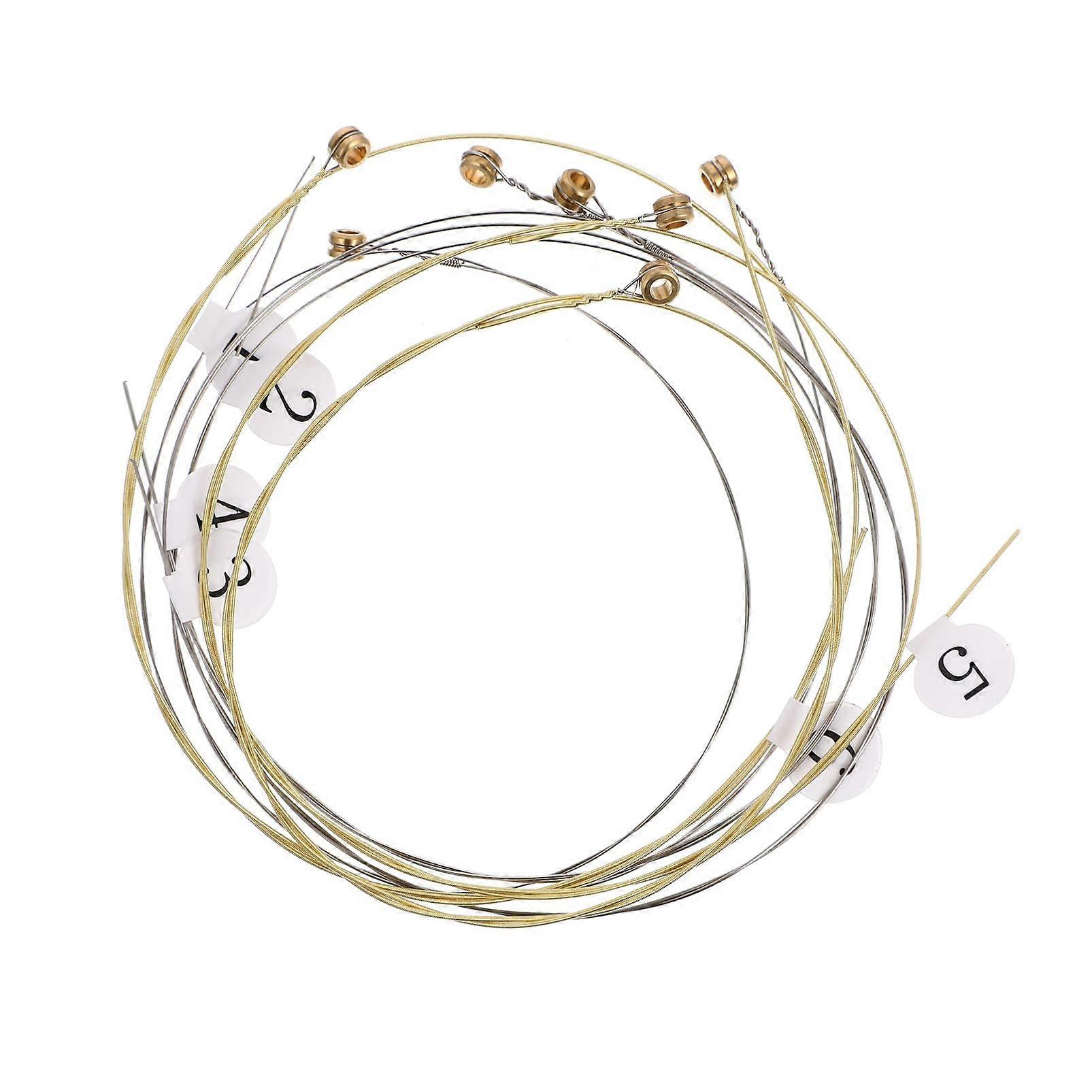 7pcs Lyre Harp Strings Set Golden Finish Metal Harp String Replacement for Zither Dulcimer