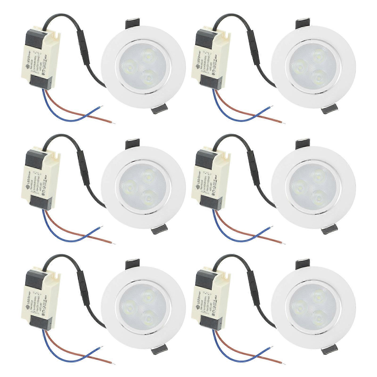 LED Downlight White Light Lighting Fixture 6Pcs Recessed Ceiling Lamp