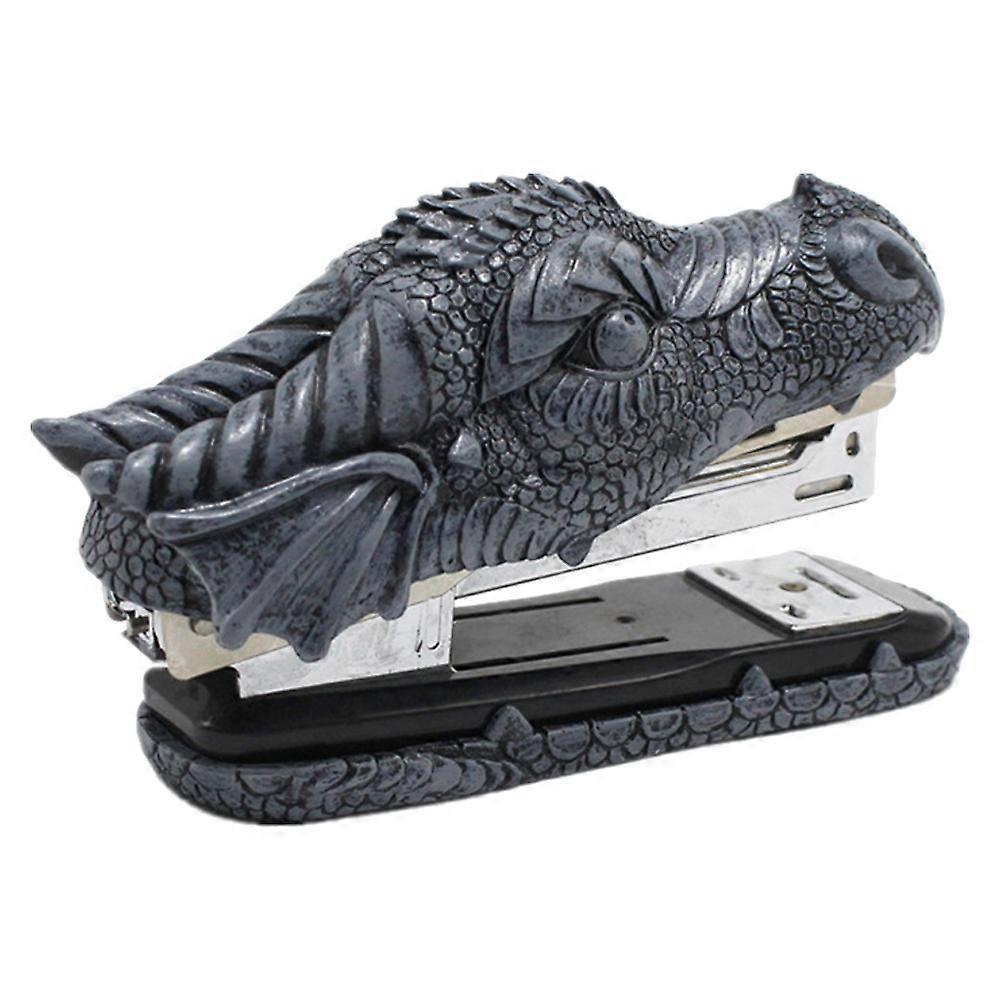 Grey Resin Crocodile Stapler for Home Use Office Desk Stapling Tool