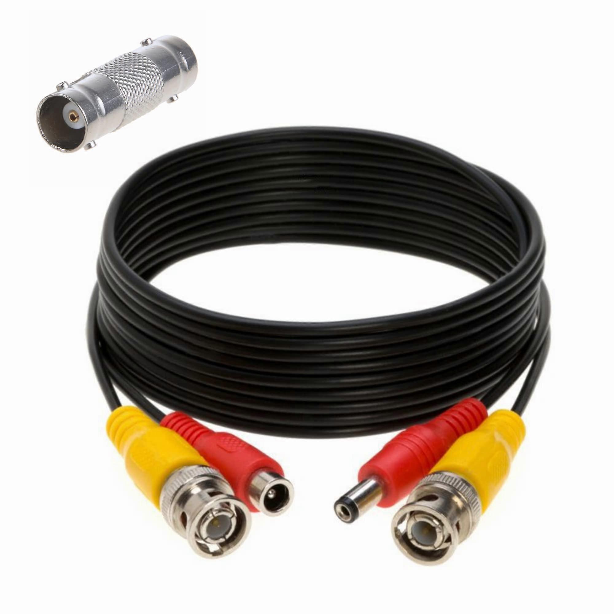 50ft Black CCTV BNC Video Power Cable for DVR Surveillance Security Camera with Secure Connection