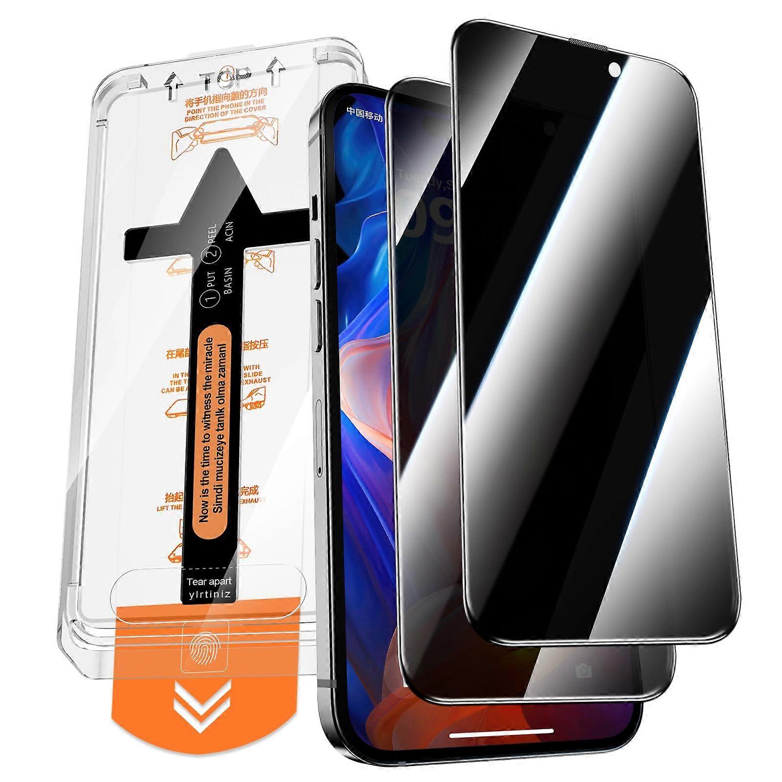 Privacy Screen Protector 2 Pack for iPhone 15 Pro Max, 9H Tempered Glass, Scratch Resistant