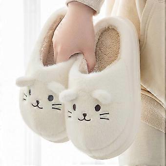 Comfortabele winterslippers voor koppels met schattige kattenprint, gevoerd met fleece, voor binnen en buiten. Zachte, warme zool voor thuis.
