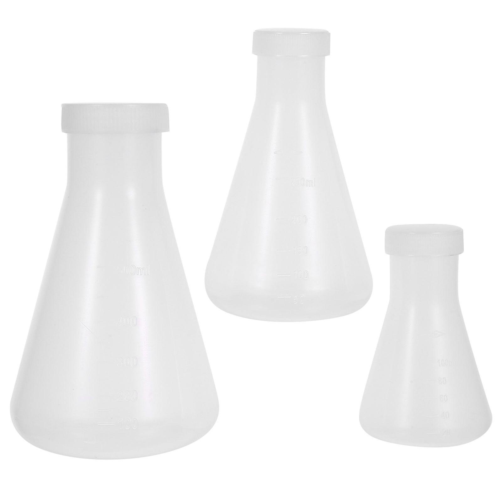 3pcs Plastic Erlenmeyer Flask Transparent Science Flask Practical Conical Flask