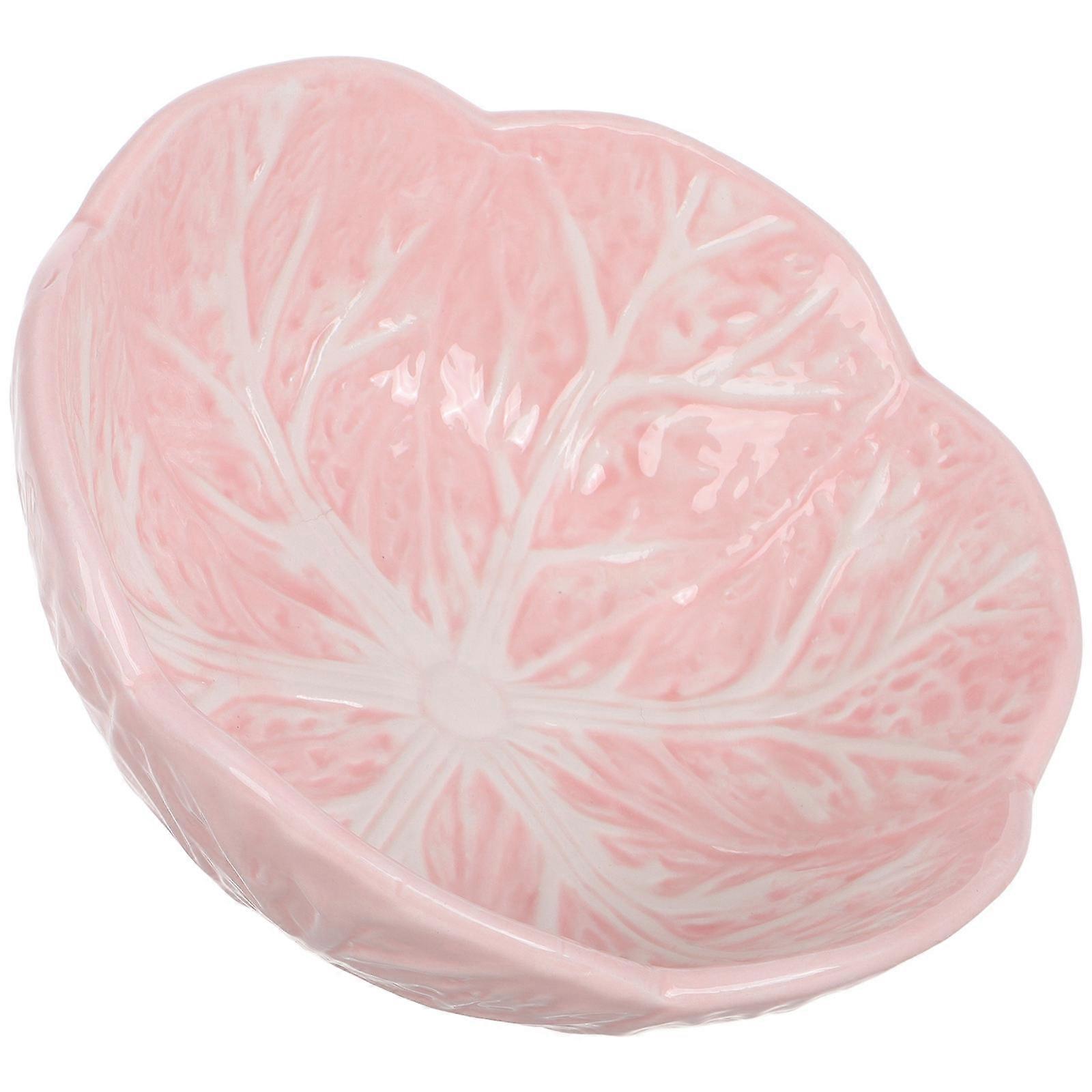Ceramic Plate Cabbage Design for Serving Candy Dish 2Pcs Pink