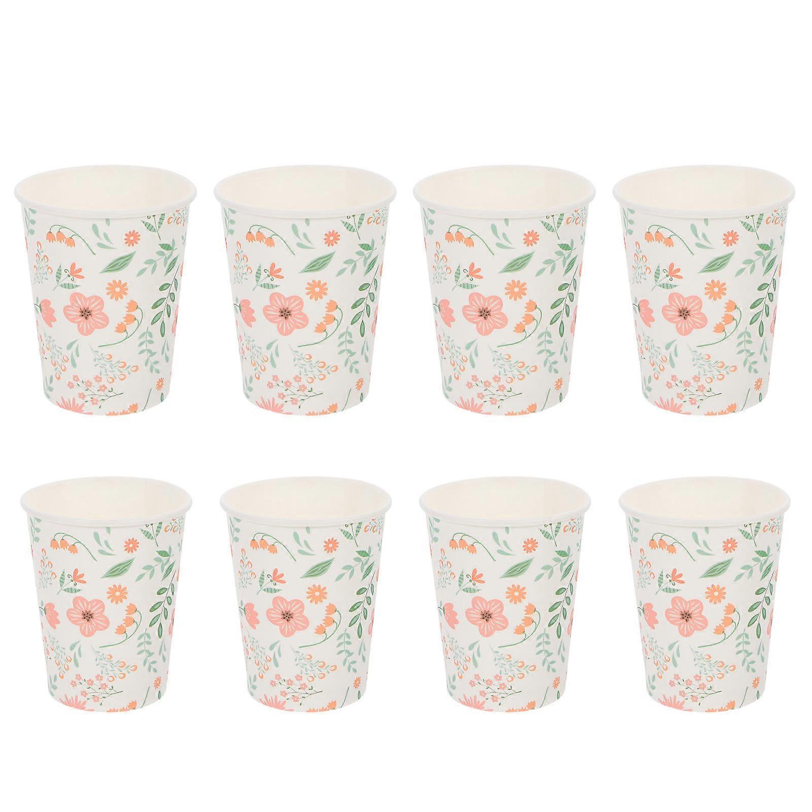 Party Disposable Paper Cups with Flower Pattern for Drinking 24Pcs Set