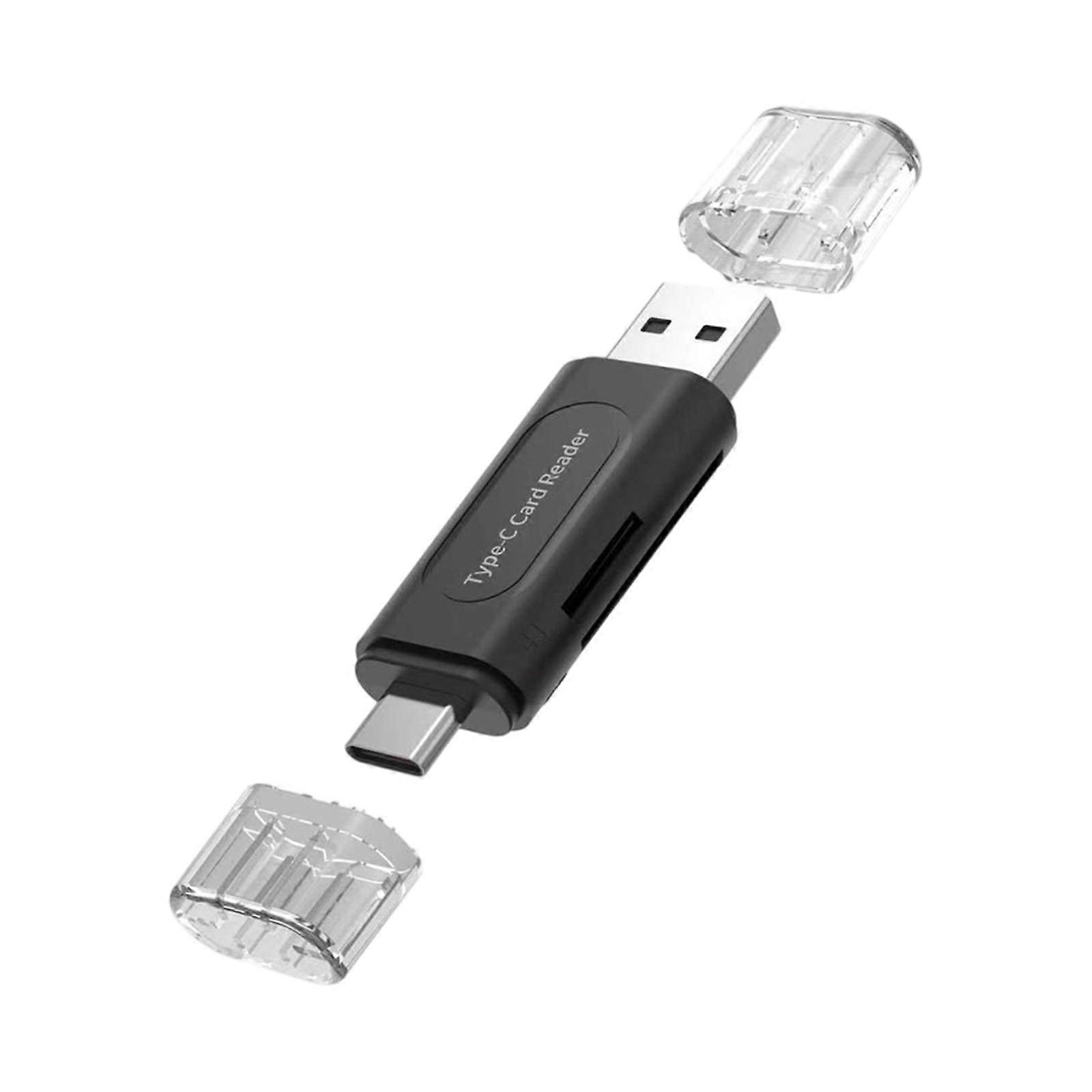 Type C OTG Card Reader Double Slot For TF Small Memory Cards With Fast Data Transfer  Black