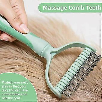 Grooming Rake for Dogs & Cats - Double-Sided Deshedding Brush & Slicker Comb, Gentle & Effective Dematting Tool