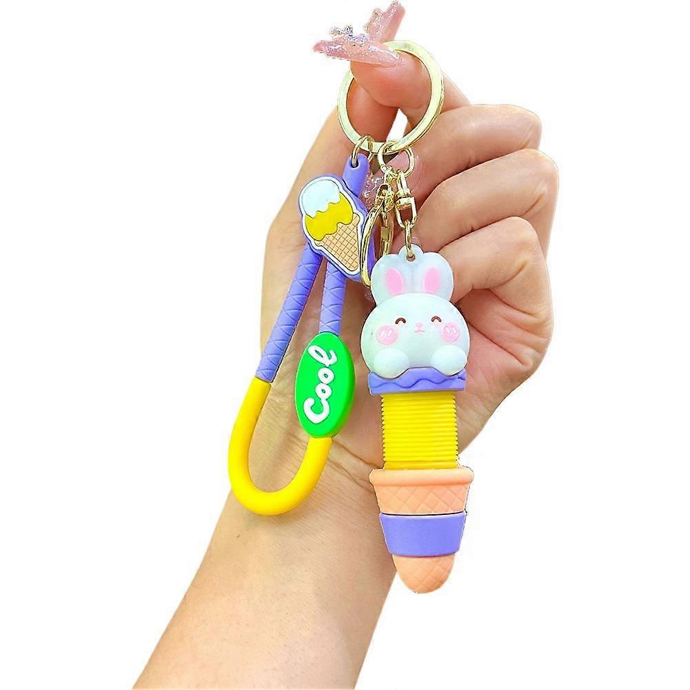 Retractable Animal Keychain - Soft Silicone Pull String - For Bag