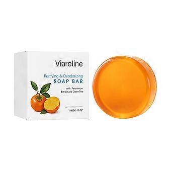 Natural Persimmon Green Tea Deodorizing Soap Bar, Plant-Based Odor Neutralizing Body Soap for Aging Body Odor, Gentle Moisturizing Cleansing Bar for A