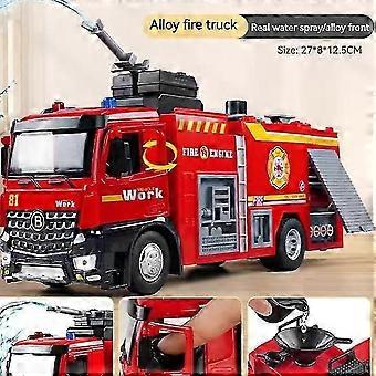 Large Size Alloy Diecast Engineering Vehicle Excavator Toy Fire Truck Model Simulation Sound Light Toys Christmas Gift For Kids
