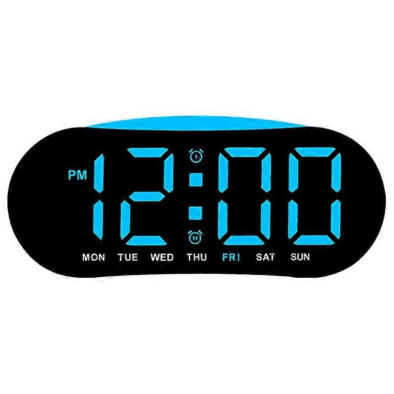 LED Digital Clock Curved Screen Time Date Large Display Adjustable Brightness Wall Desk Clock