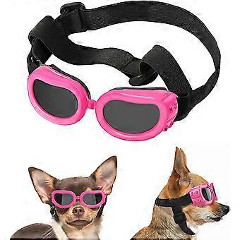 Dog Goggles, Adjustable Pet Sunglasses, Anti-UV Dust Proof Goggles, Waterproof Windproof for Small Medium Dog Cat - Pink