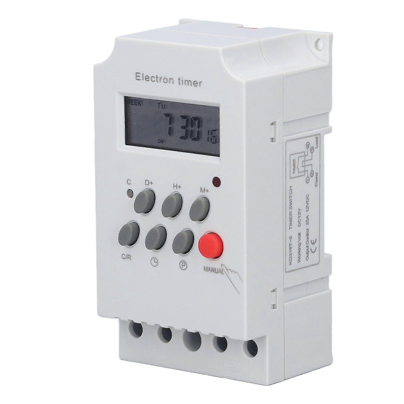 2-piece set Electronic Timer Switch DIN Rail LCD Microcomputer Electron Intelligent Controller KG316TII(DC 12V )