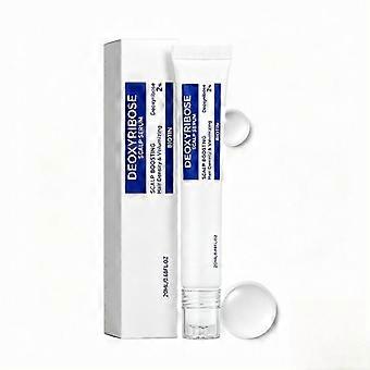Sérum capilar roll-on de 20ml com desoxirribose e biotina, sem enxágue, leve e refrescante, que proporciona volume e densidade aos cabelos finos e ralos.